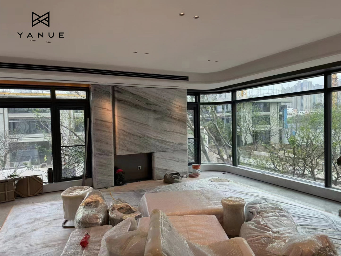 Quarry-White marble -calacatta-azure-With grey blue Veins -Polished Slabs -Warm marble-Villa Interior Decoration-Countertops-walls-floors-Background walls-unique marble