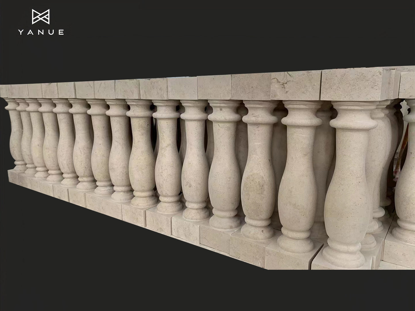 Project-Facade-Limestone handrail pillars morden design|Yanuestone