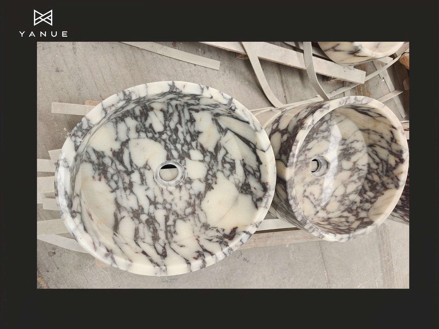 Project-Bathroom - Marble washbasin round Calacatta Viola vessel sink 2025 trending product