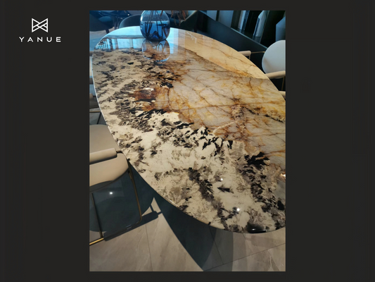 Furniture Table - Pandora Dining Table - Luxury Stone - Suitable for Villa Hotel, High-end Restaurant - Custom Design - Translucent