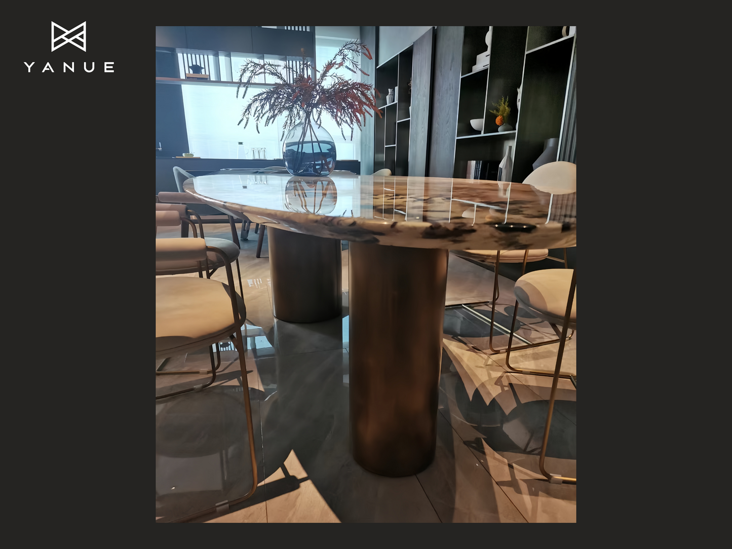 Furniture Table - Pandora Dining Table - Luxury Stone - Suitable for Villa Hotel, High-end Restaurant - Custom Design - Translucent