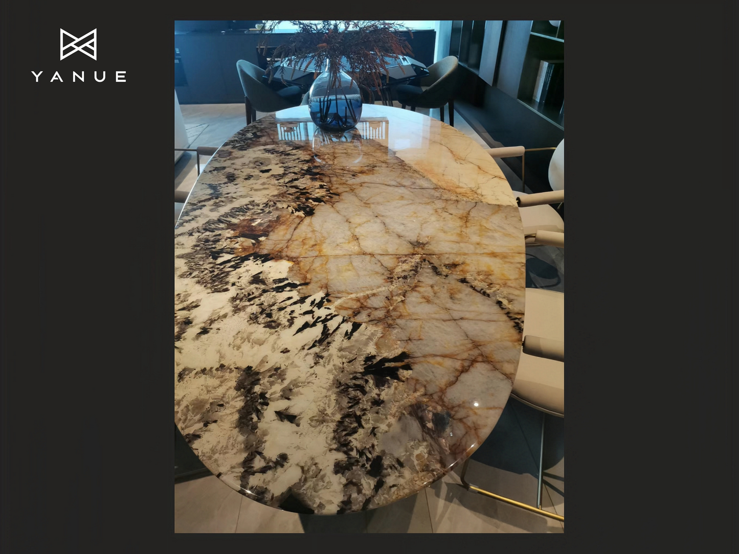 Furniture Table - Pandora Dining Table - Luxury Stone - Suitable for Villa Hotel, High-end Restaurant - Custom Design - Translucent