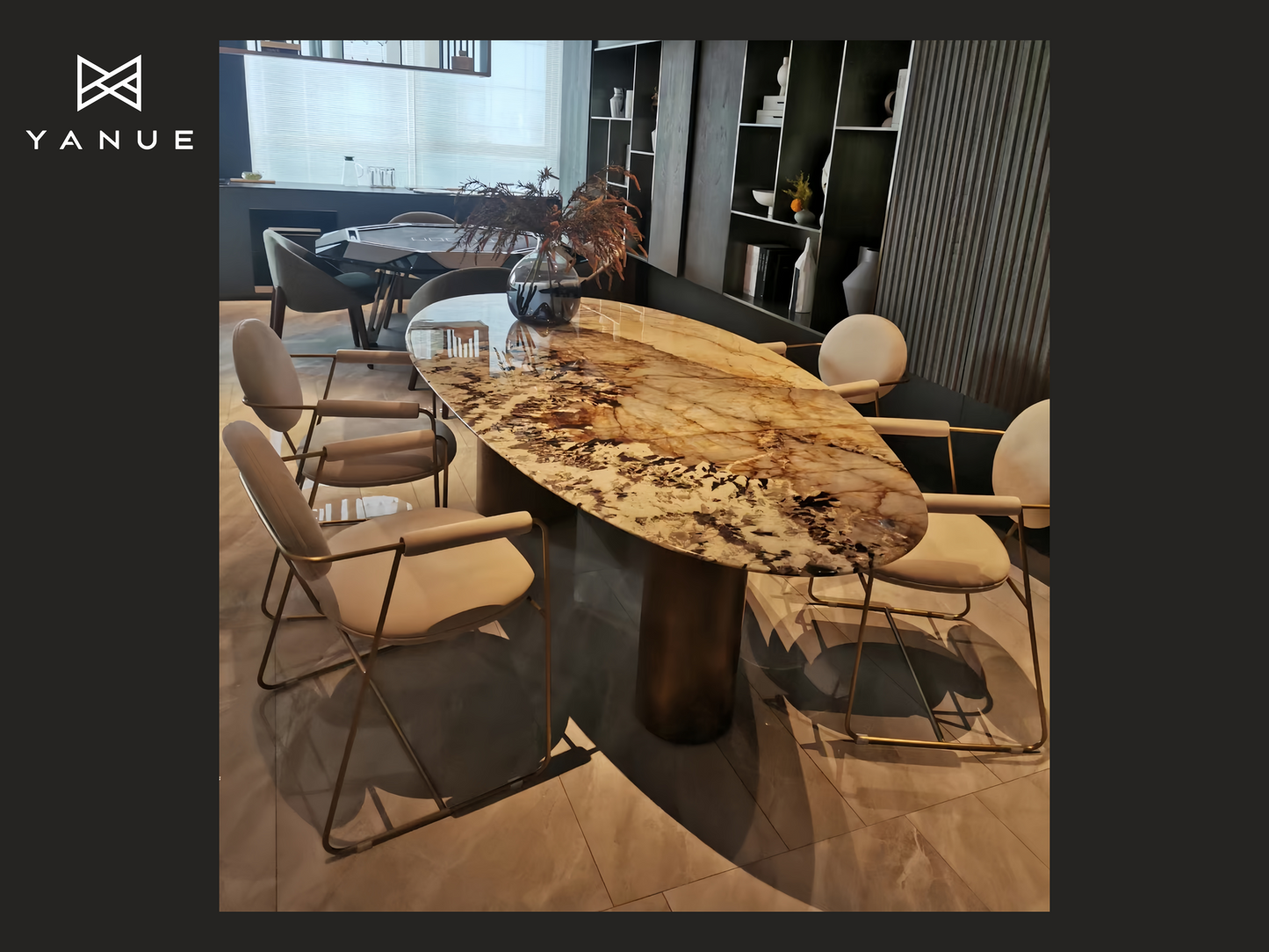 Furniture Table - Pandora Dining Table - Luxury Stone - Suitable for Villa Hotel, High-end Restaurant - Custom Design - Translucent