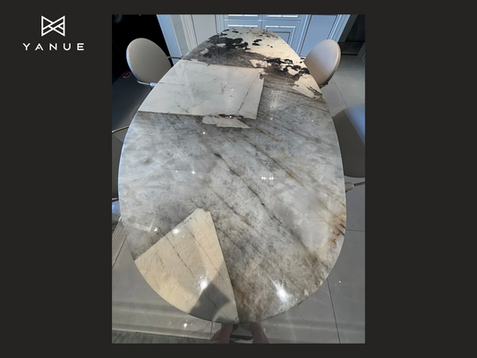 Furniture Table - Pandora Dining Table - Luxury Stone - Suitable for Villa Hotel, High-end Restaurant - Custom Design - Translucent