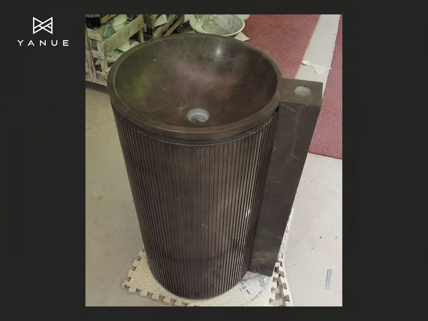 Project-Bathroom- Cylindrical sink- Natural black stone - For Kitchen and Bathroom - Customized-Design