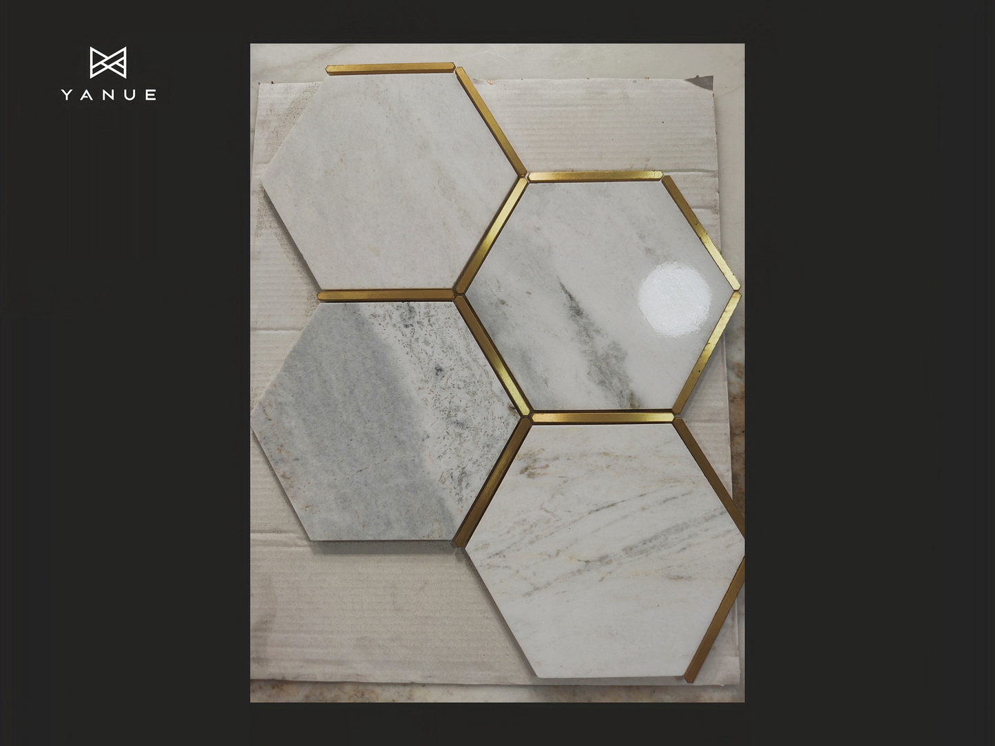 Mosaic- Natural stone -Mixed gold inlay-Bathroom and kitchen-Calacatta- High quality marble-customized-European style