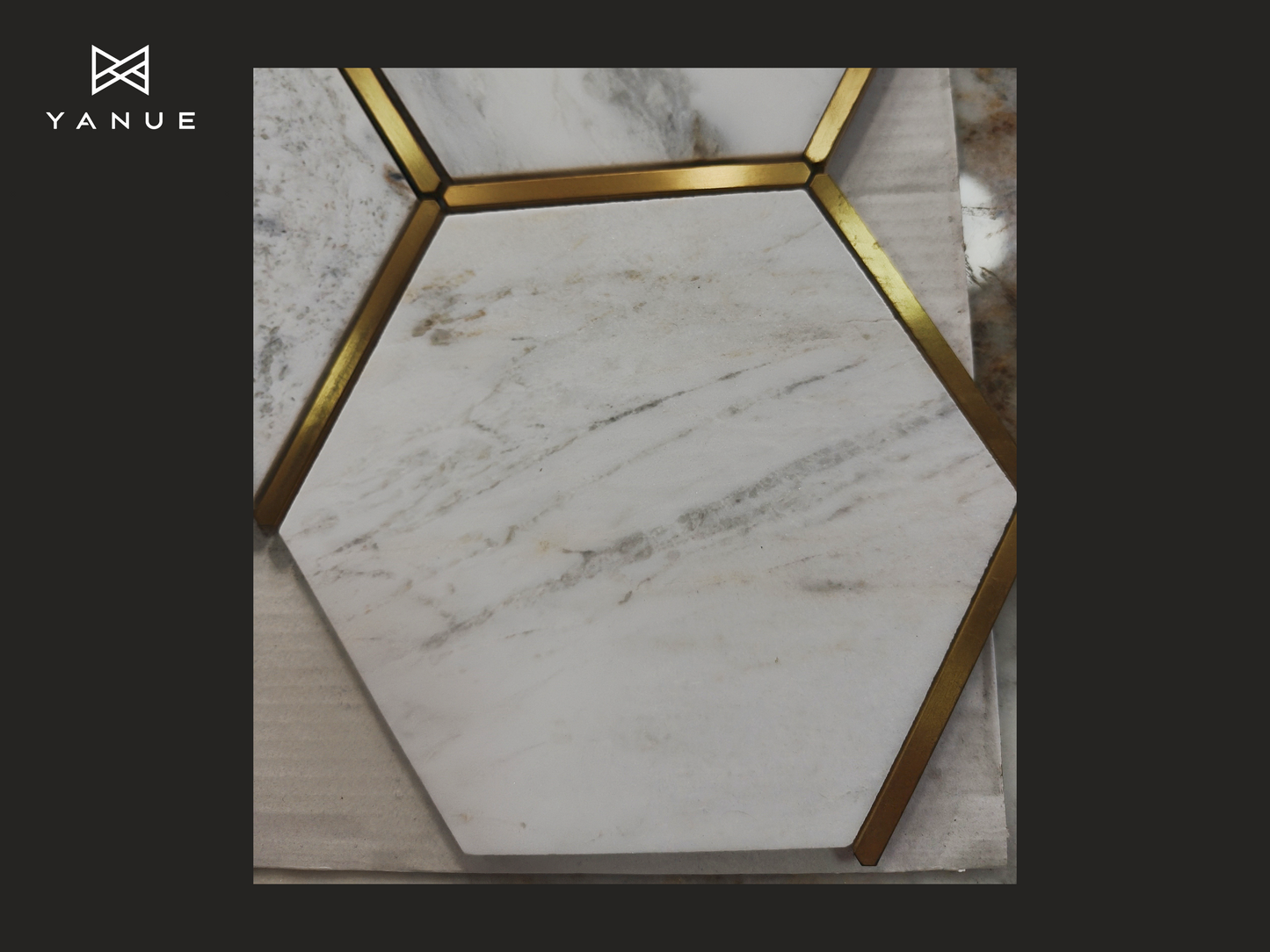 Mosaic- Natural stone -Mixed gold inlay-Bathroom and kitchen-Calacatta- High quality marble-customized-European style