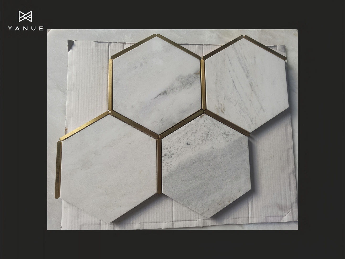 Mosaic- Natural stone -Mixed gold inlay-Bathroom and kitchen-Calacatta- High quality marble-customized-European style