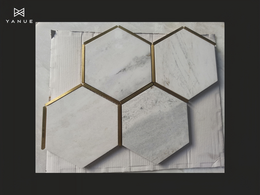 Mosaic- Natural stone -Mixed gold inlay-Bathroom and kitchen-Calacatta- High quality marble-customized-European style