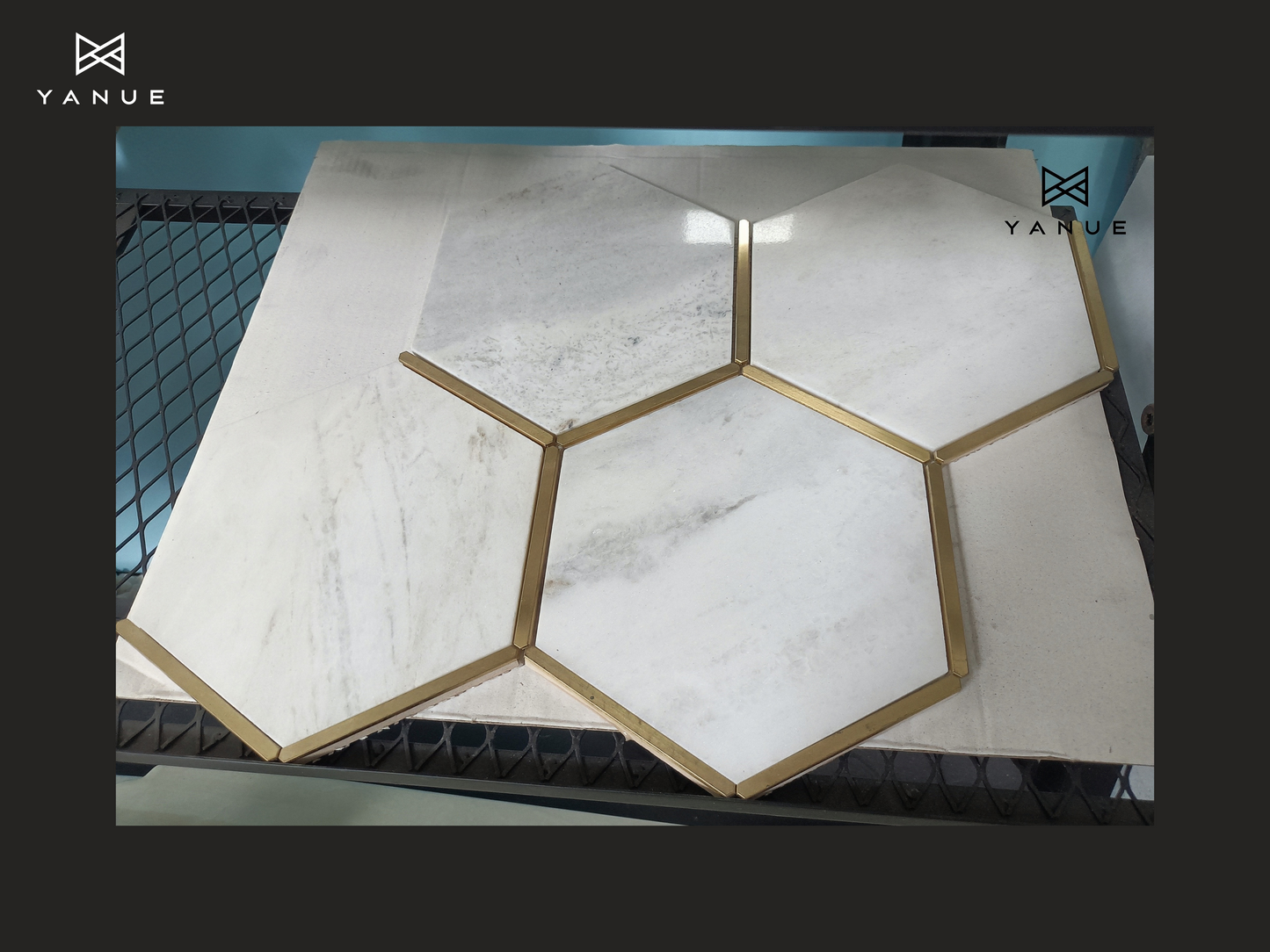 Mosaic- Natural stone -Mixed gold inlay-Bathroom and kitchen-Calacatta- High quality marble-customized-European style