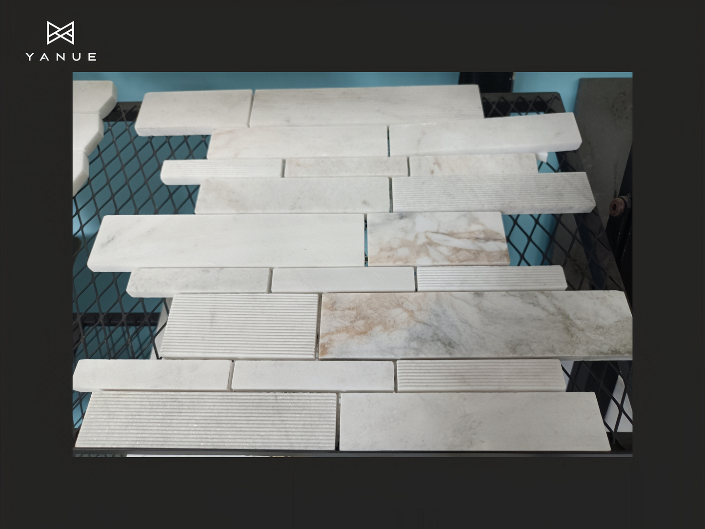 Mosaic- Natural stone -Brushed surface-Bathroom and kitchen-Calacatta- High quality marble-customized