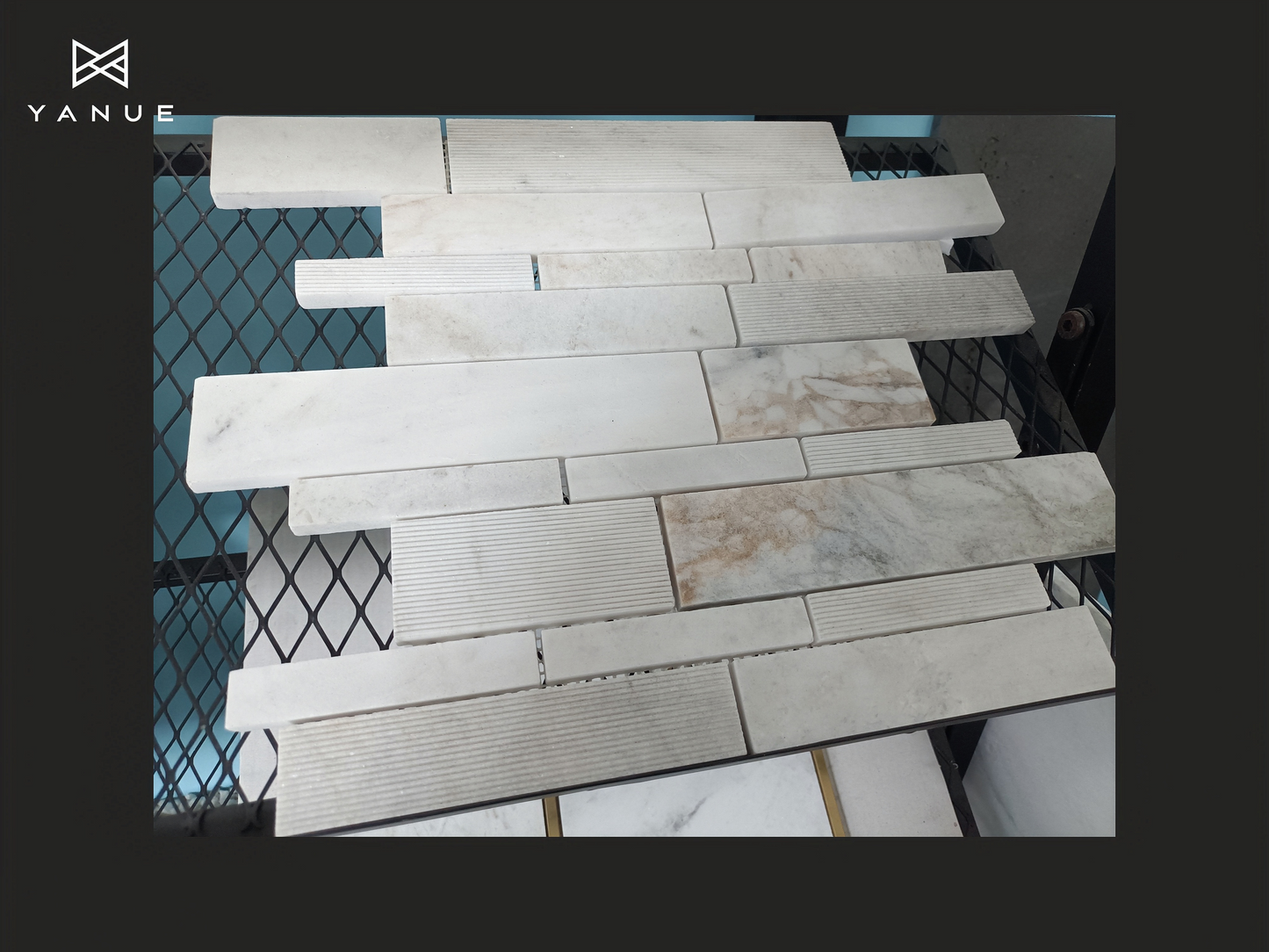 Mosaic- Natural stone -Brushed surface-Bathroom and kitchen-Calacatta- High quality marble-customized