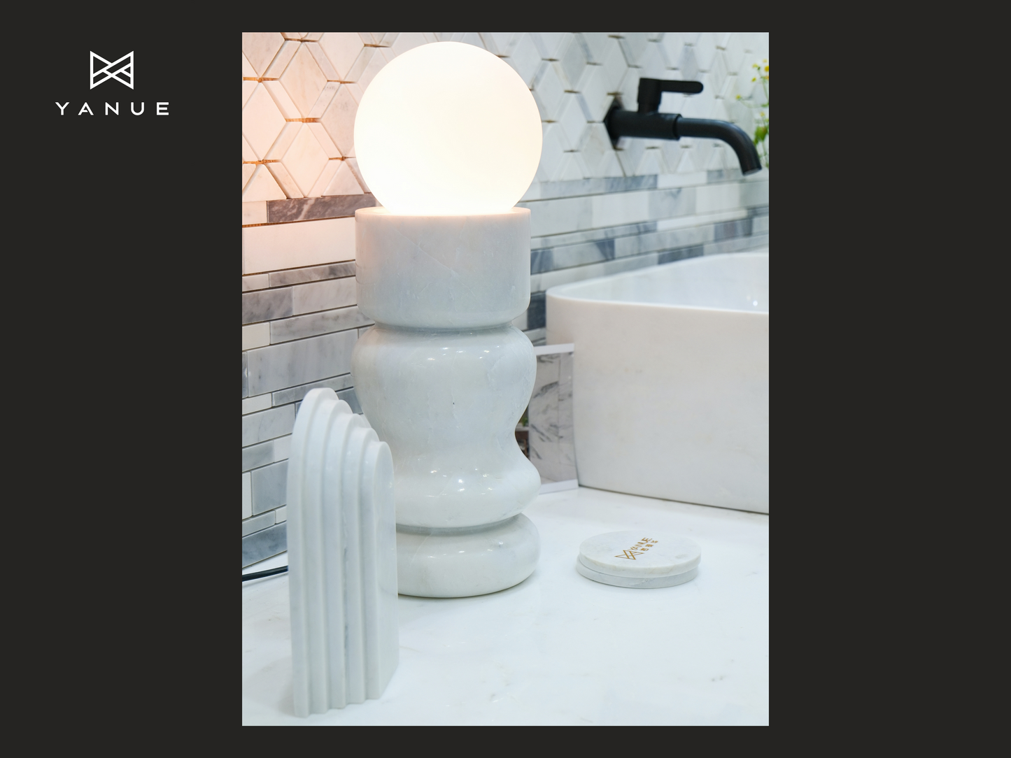 Crafts-Calacatta White-Stone Lamp-High-end Customization-Interior Decoration-Suitable for Hotel Villas