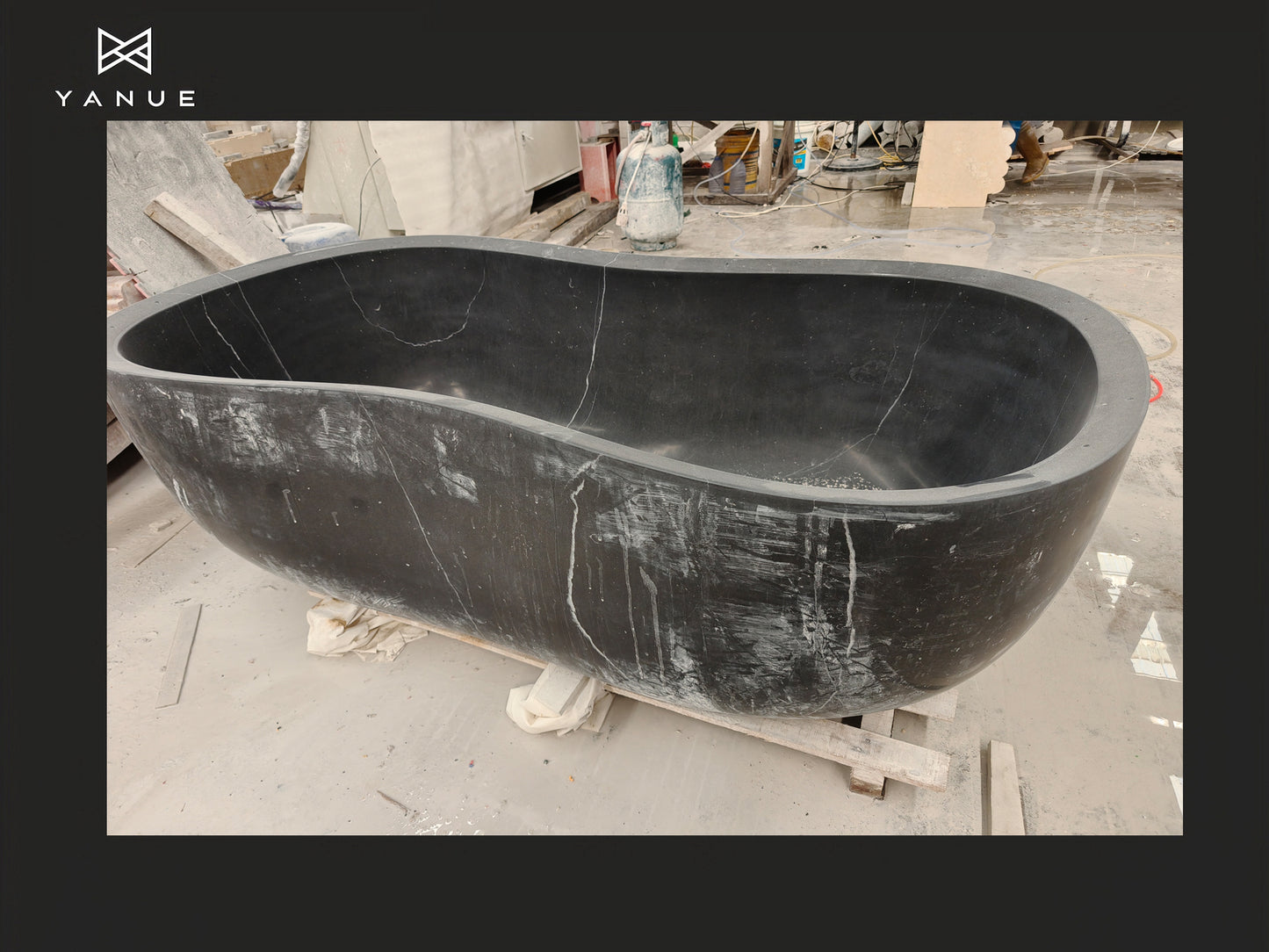 Project-Bathroom - Marble bathtub large size black round marquina freestanding bath