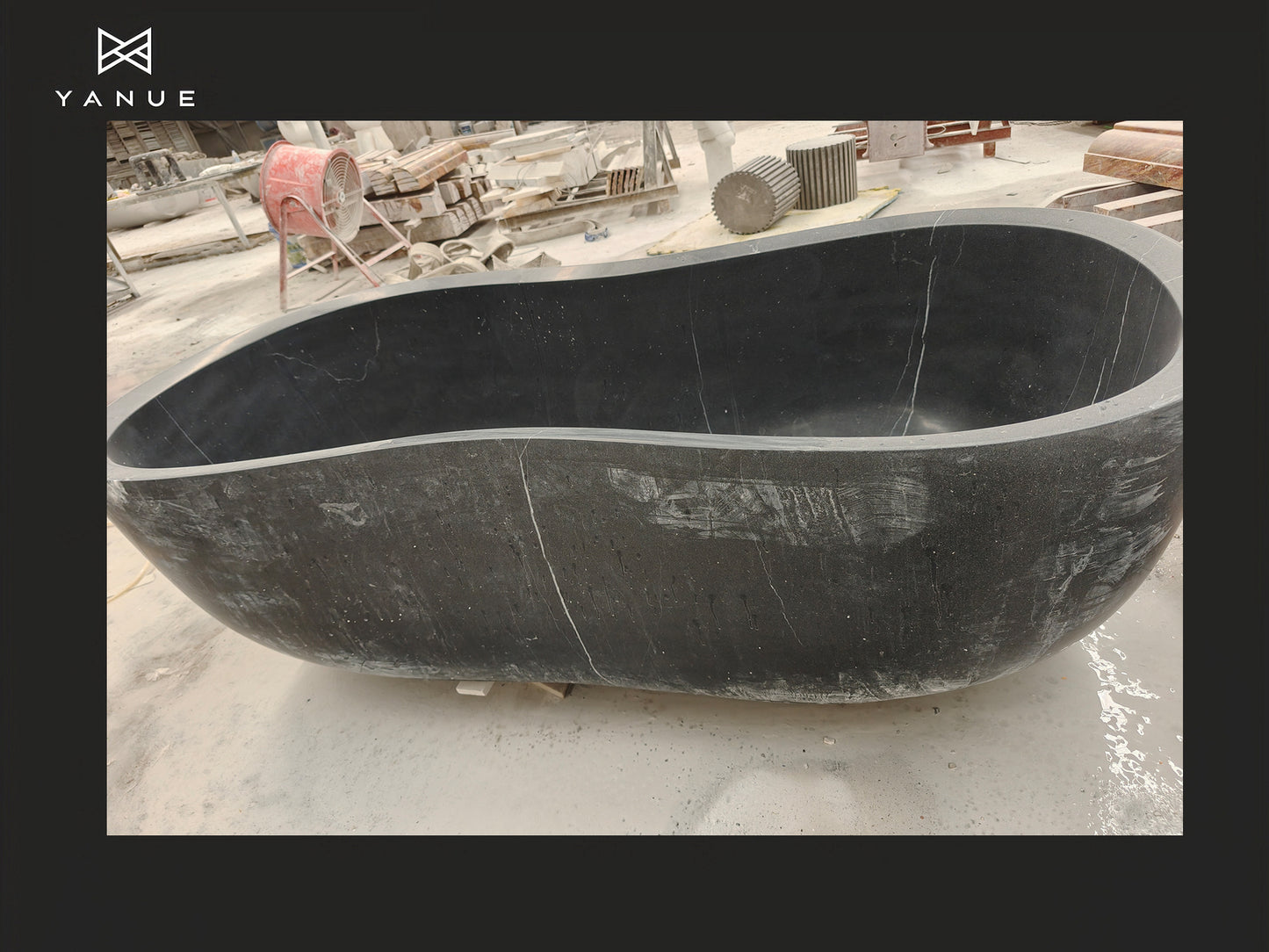 Project-Bathroom - Marble bathtub large size black round marquina freestanding bath