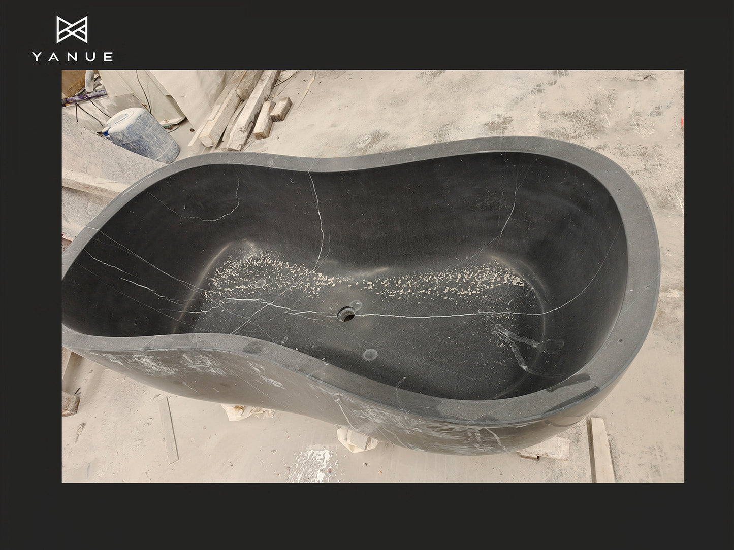 Project-Bathroom - Marble bathtub large size black round marquina freestanding bath